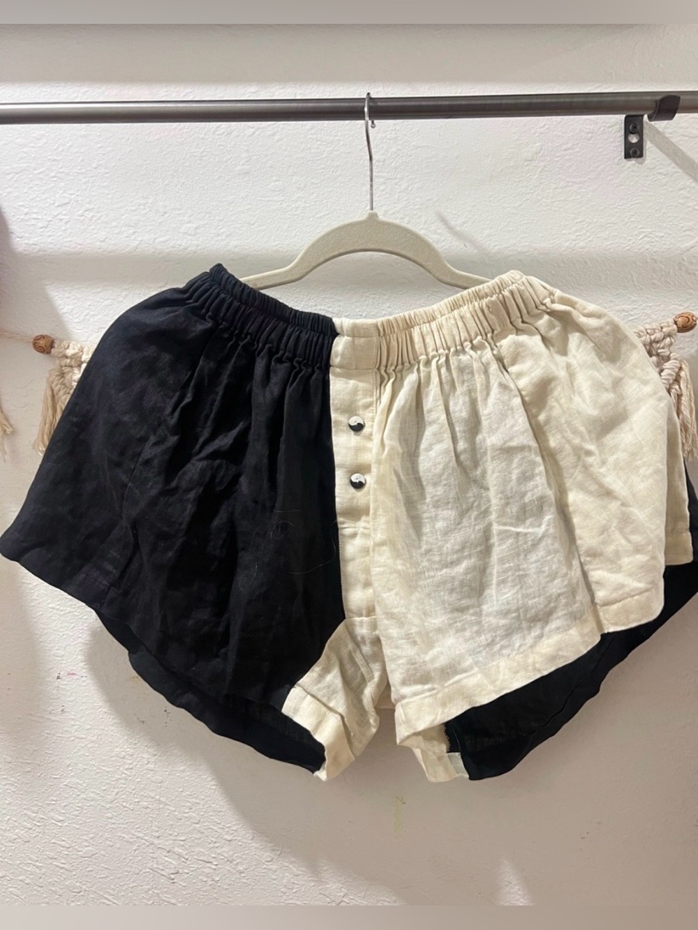 Myrah Penaloza Color Block Linen Shorts Sz S/M